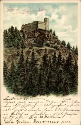 Litho Sobieszów Hermsdorf Kynast Riesengebirge Schlesien, Ruine Kynast