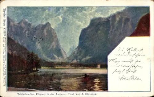 Künstler Ak Hlavecek, A., Südtirol, Toblacher-See