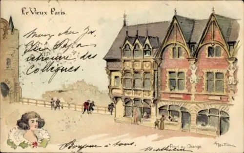 Künstler Litho Robida, Albert, Paris, Pont au Change