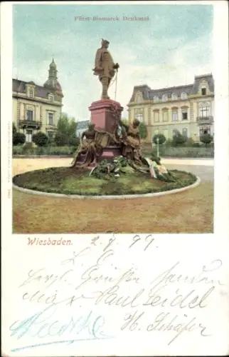 Ak Wiesbaden in Hessen, Fürst Bismarck Denkmal, Ernst Herter