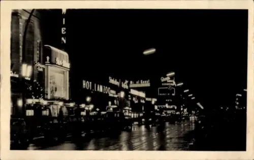 Foto Ak Berlin Charlottenburg, Hotel am Zoo bei Nacht