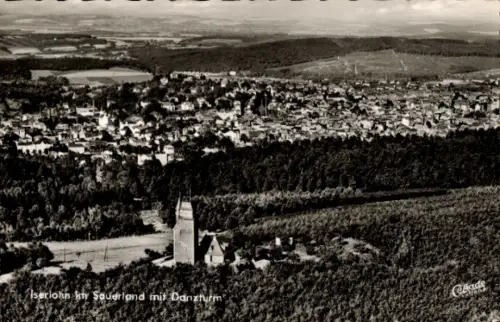Ak Iserlohn im Märkischen Kreis, Danzturm, Stadtansicht, Fliegeraufnahme