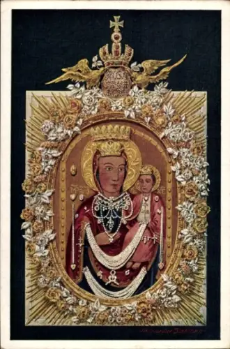 Ak Wien 1 Innere Stadt, Gnadenbild, Maria mit Kind, Blumen, Krone, goldene Strahlen