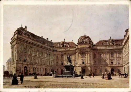Ak Wien 1 Innere Stadt, Nationalbibliothek in  Statue,  Architektur, Menschen