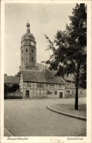 Ak Sangerhausen am Harz,  Jakobikirche,  Gebäude, Straße