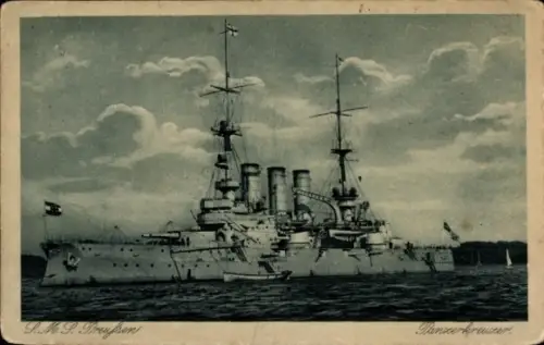 Ak Deutsches Kriegsschiff, SMS Preußen, Panzerkreuzer, Kaiserliche Marine