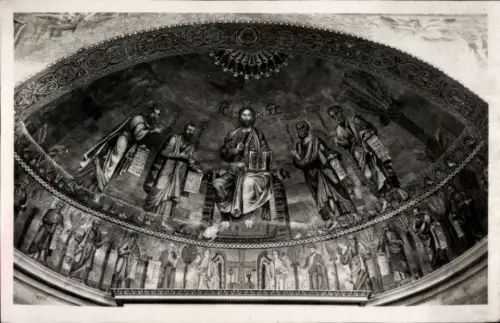 Ak Roma Rom Lazio, Mosaik in der Apsis, Basilika S. Paolo, Jesus, Apostel, Schriftrollen