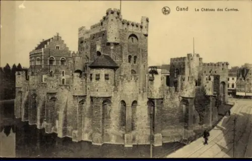 Ak Gand Gent Ostflandern, Schloss, Wassergraben, Stadtansicht, Gand