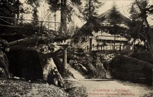 Ak Luisenburg Wunsiedel im Fichtelgebirge Oberfranken, Luisenburg i. Fichtelgeb, Aufgang zur Rest