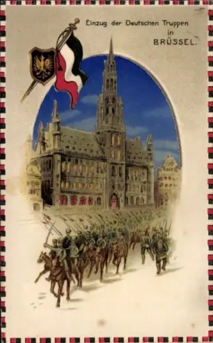 Halt gegen das Licht Litho Bruxelles Brüssel, Einzug der Deutschen Truppen, I. WK