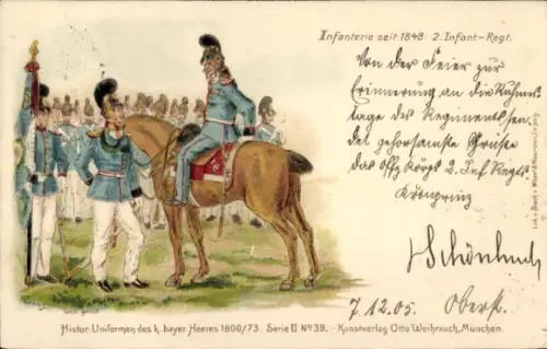 Litho Infanterie seit 1848, 2. Infanterie-Regiment, bayerisches Heer