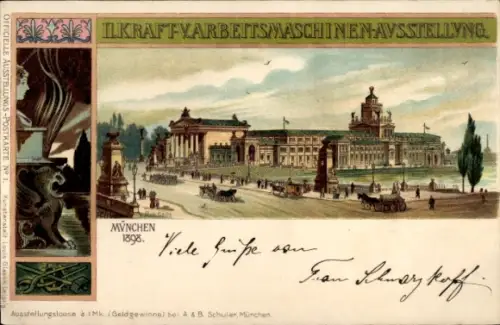 Litho München, Kraft- und Arbeitsmaschinen Ausstellung 1898, Ausstellungsgebäude