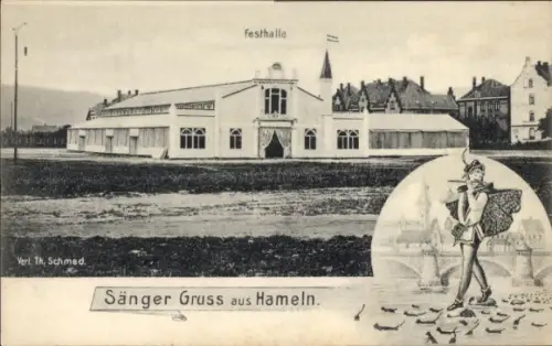 Ak Hameln in Niedersachsen, Festhalle, Rattenfänger von Hameln