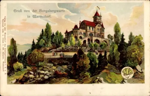 Litho Varnsdorf Warnsdorf Reg. Aussig, Burgsbergwarte