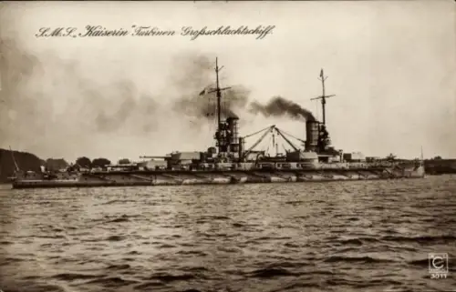 Ak Deutsches Kriegsschiff, SMS Kaiserin, Turbinen Großschlachtschiff