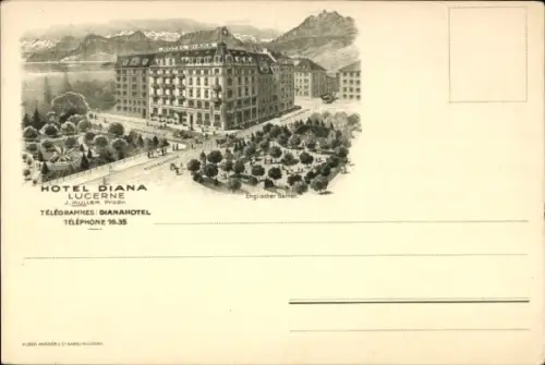 Litho Luzern Stadt Schweiz, Hotel Diana