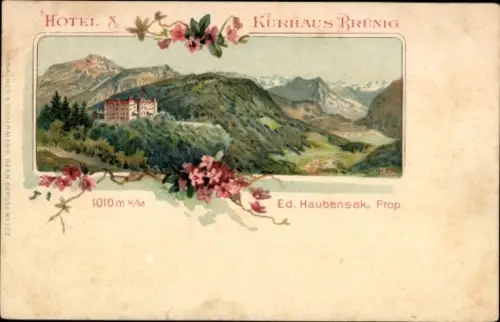 Passepartout Litho Brünig Meiringen Kt. Bern Schweiz, Hotel Kurhaus