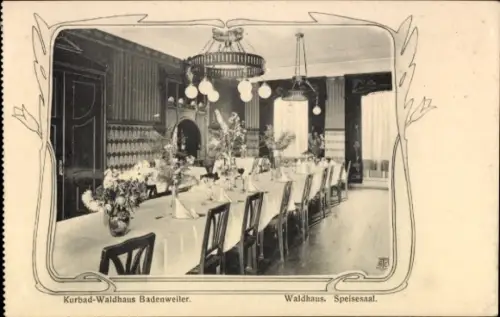 Ak Badenweiler im Schwarzwald, Kurbad, Waldhaus, Speisesaal
