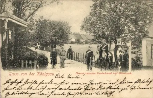 Ak Königsau, Kongeå Grenze zwischen Deutschland und Dänemark, Grenzposten