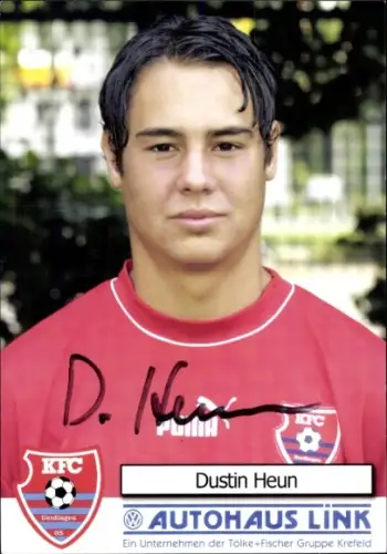 Autogrammkarte Fußballer Dustin Heun, KFC Uerdingen 05, Autogramm