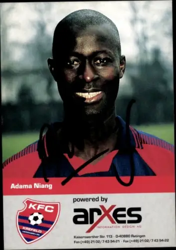 Autogrammkarte Fußballer Adama Niang, KFC Uerdingen 05, Autogramm
