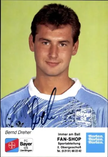 Autogrammkarte Fußballer Bernd Dreher, KFC Uerdingen 05, Autogramm