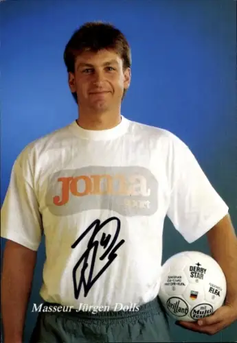 Autogrammkarte Physiotherapeut Masseur Jürgen Dolls, KFC Uerdingen 05, Autogramm