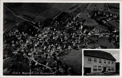 Ak Gruol Haigerloch im Zollernalbkreis, Luftaufnahme, Gasthaus zum Adler