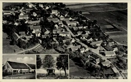 Ak Oberhausen (bei Neuburg/Donau) Oberbayern, Luftaufnahme von Oberhausen, Handlung v. Jos. Burga