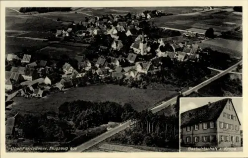 Ak Oberferrieden Burgthann im Nürnberger Land, Fliegeraufnahme, Gastwirtschaft zur Krone