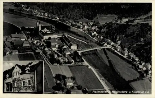 Ak Pielenhofen in der Oberpfalz, Luftaufnahme von  Regensburg, Kirche, Häuser, Felder