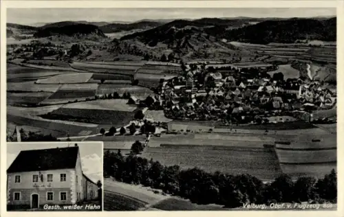 Ak Velburg in der Oberpfalz, Luftaufnahme von  Gasthaus weißer Hahn, ländliche Umgebung