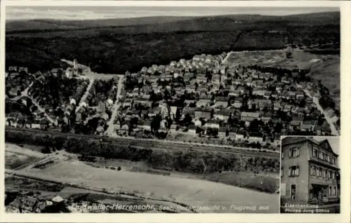 Ak Herrensohr Dudweiler Saarbrücken im Saarland, Luftbild, Eisenhandlung Philipp