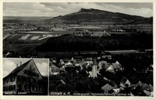 Ak Schlatt am Randen Hilzingen im Hegau, Gasthaus Löwen,  Hohenstoffeln, Flugzeugaufnahme