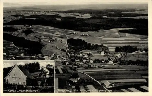 Ak Burgberg im Allgäu, Luftaufnahme von  Kaffee Nonnenmühle, ländliche Umgebung