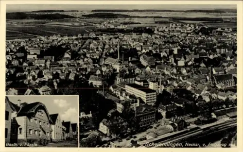 Ak Schwenningen am Neckar, Luftaufnahme von  Gasthaus z. Fässle, Landschaft