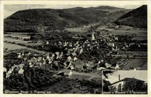 Ak Grießen im Klettgau Baden, Fliegeraufnahme, Gasthaus zum Brauerei