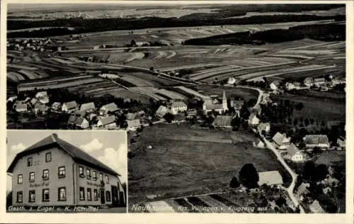 Ak Villingen im Schwarzwald, Luftaufnahme von Neuhausen, Gasthaus Engel, ländliche Umgebung