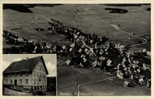 Ak Villingen im Schwarzwald, Luftaufnahme von Seedorf, Gasthaus Rössle, ländliche Umgebung