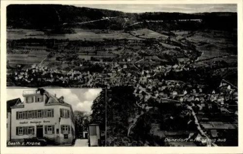 Ak Donzdorf in Württemberg, Luftaufnahme von  Gasthaus Metzgerei Krone, ländliche Umgebung