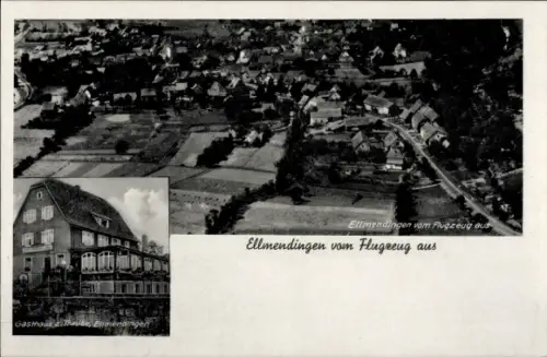 Ak Ellmendingen Keltern in Baden, Luftaufnahme, Gasthaus zur Traube