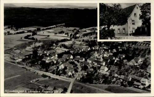 Ak Rümmingen bei Lörrach, Luftaufnahme von  Gasthaus Sonne, ländliche Umgebung