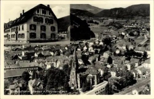 Ak Schopfheim in Baden, Gasthaus Rössle,  Luftaufnahme, Stadtansicht