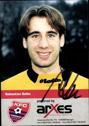 Autogrammkarte Fußballer Sebastian Selke, KFC Uerdingen 05, Autogramm