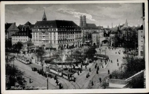 Ak München, Sendlingertorplatz, Straßenbahnen