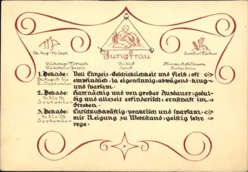 Ak Sternzeichen Jungfrau