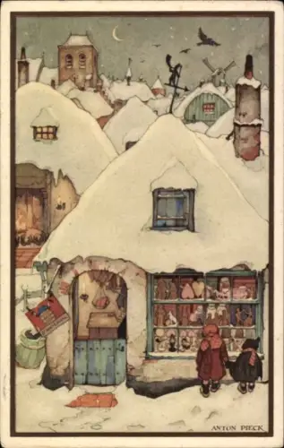 Künstler Ak Pieck, A., Geschäft, Schaufenster, Kinder