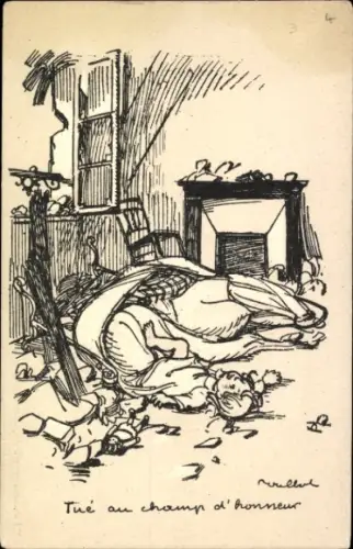 Künstler Ak Poulbot, Francisque, Tue au champ d'honneur