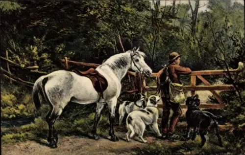 Künstler Ak Hardy, James, Hunde, Pferd