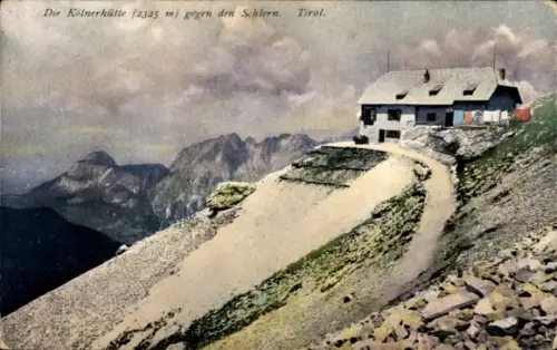 Ak  Virgen in Tirol, Die Kölnerhütte,  2325 m, Schlern, Berglandschaft